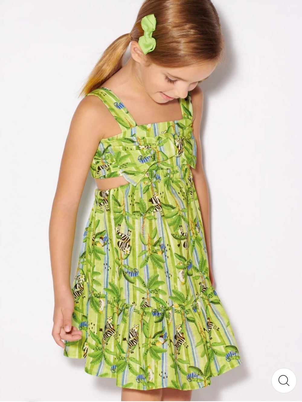 Mayoral Girls Lime Green Tropical Zebra Print Sundress size 9